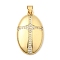 Brass Micro Pave Clear Cubic Zirconia Pendants, Oval with Cross Charms, Lead Free & Cadmium Free, Long-Lasting Plated, Rack Plating, Real 18K Gold Plated, 28x16.5x4mm, Hole: 4x3.5mm