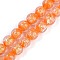Handmade Gold Foil Lampwork Beads Strands, Round, Dark Orange, 10mm, Hole: 1.8mm, about 50pcs/strand, 186.61''(474cm)