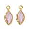 Brass Charms, Horse Eye, with K9 Glass, Faceted, Flamingo, 11.5x4.5x2.3mm, Hole: 1.2mm