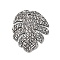 304 Stainless Steel Pendants, Textured, Leaf Charms, Antique Silver, 30.5x25x1mm, Hole: 1.6mm