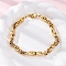 201 Stainless Steel Oval & Twist Rectangle Link Chain Bracelets, with 304 Stainless Steel Clasps, Golden, 9 inch(22.8cm)