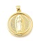 Brass Pendants, Rotatable Pendants, Flat Round with Virgin Pattern, Real 18K Gold Plated, 29x25.5x3.5mm, Hole: 6x4mm