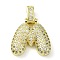 Brass Micro Pave Clear Cubic Zirconia Pendants, Real 18K Gold Plated, Letter M, 25mm, Hole: 4.8x3.5mm, Pendant: 19x19x5.5mm