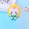 PVC Plastic Pendants, Cat with Sunflower, Green, 55x45mm