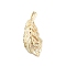 Brass Pendants, Leaf Charms, Real 14K Gold Plated, 23x10x2.5mm, Hole: 2.5x1.5mm