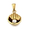 Plastic Pearl Pendants, with 304 Stainless Steel, Shell Shape, 17x15x7.5mm, Hole: 7x3mm
