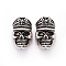 Brass Beads, Skull, Antique Silver, 19.5x13x12.5mm, Hole: 5mm