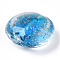 Luminous Handmade Gold Sand Lampwork Beads, Glow in the Dark, Flat Round, Deep Sky Blue, 25~26.5x27.5~28.5x12~13mm, Hole: 1.2~2.5mm