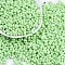 Baking Paint Glass Seed Beads, Round Hole, Peanut, Light Green, 3.5x6x3.5mm, Hole: 0.9mm, about 83pcs/10g