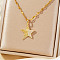 Elegant and Stylish Brass Sparkling Clear Cubic Zirconia Star Pendant Necklaces for Women, Golden
