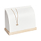 PU Imitation Leather Necklace Stands, with Wood Base, White, 20.8x9x15.7cm