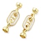 Brass Fold Over Clasps, with Scallop Shells, Oval, Real 18K Gold Plated, 36.5mm, Hole: 1.2mm