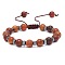 Adjustable Round Wood & synthetic Non-magnetic Hematite Braided Bead Bracelets for Men