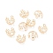 Brass Bead Caps, 4-Petal, Flower, Light Gold, 9.5x6.5mm, Hole: 0.8mm