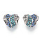 Alloy Rhinestone European Beads, Large Hole Beads, Heart, Platinum, 10.5~11x12x7.5mm, Hole: 4.5mm