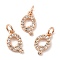 Brass Micro Pave Grade AAA Cubic Zirconia Charms, Letter Q, Cadmium Free & Nickel Free & Lead Free, Real Rose Gold Plated, 9x6x1.5mm, Hole: 2mm