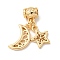 Brass Pendants, Cadmium Free & Nickel Free & Lead Free, Moon & Star, Real 18K Gold Plated, 23mm, Hole: 3mm