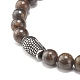 Bracelet de perles rondes tressées en pierres naturelles avec tête de bouddha BJEW-JB07640-6