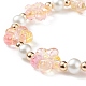 5Pcs 5 Color Glass Plum Blossom & Imitation Pearl Beaded Stretch Bracelets Set BJEW-JB08943-5