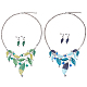 ANATTASOUL 2 Sets 2 Colors Alloy Enamel Leaf Dangle Stud Earrings & Bib Necklace, Jewelry Set for Women, Mixed Color, 37.5x9mm, 470mm, 1 Set/color