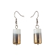 Boucles d'oreilles pendantes à demi-perles de colonne de verre opaque électrolytique EJEW-JE04588-06-1