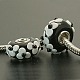 Noir et blanc à la main fleur cahoteuse lampwork grand trou perles européennes pour la fabrication de bijoux X-LPDL-B001-265-1