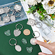 UNICRAFTALE 12pcs Heart Flat Round Oval Square Alloy Keychains with 304 Stainless Steel Split Key Rings and Transparent Glass Cabochons Antique Silver Keychains for Jewlery Making 5.5~6cm KEYC-UN0001-11-2