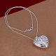 Simple Silver Color Plated Brass 3D Heart Pendant Necklaces For Women NJEW-BB12861-1
