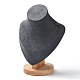 Velvet Bust Necklace Display Stands with Wooden Base ODIS-Q041-02A-02-2