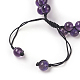 Bracelets de perles tressées d'améthyste naturelle réglables BJEW-E351-01F-3