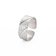304 Stainless Steel Textured Open Cuff Ring for Women RJEW-S405-165P-3