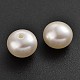 Flat Round Half Drilled Opaque ABS Plastic Imitation Pearl Beads OACR-M002-01-2