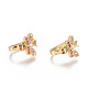 Golden Plated Brass Micro Pave Cubic Zirconia Cuff Earrings EJEW-L244-19G-1