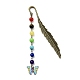 Segnalibro pendente in lega di smalto a farfalla con perla di pietra preziosa chakra AJEW-JK00253-04-1