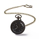 真鍮製のカーブチェーンとクリップが付いた黒檀の懐中時計  男性用タータン模様の電子時計とフラットラウンド  ブラック  16-3/8~17-1/8インチ（41.7~43.5cm） WACH-D017-C02-AB-1