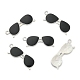 合金チャーム  エナメル  サングラス/眼鏡  ブラック  銀色のメッキ  11x32mm PALLOY-N0118-246-2