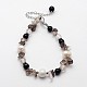 Natural Mixed Stone and Pearl Beaded Bracelets BJEW-JB01982-2