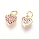 Brass Micro Pave Cubic Zirconia Charms X-ZIRC-I032-34G-2