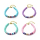 4 pièces 4 couleurs à la main en argile polymère heishi surfeur perlé bracelet BJEW-JB08635-1