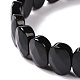 Elastisches Armband aus natürlichem Obsidian mit ovalen Perlen G-E010-01U-3