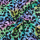 Tessuto in policotone con motivo arcobaleno con stampa leopardata DIY-WH0028-18C-1