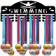 ファッション鉄メダルハンガーホルダーディスプレイウォールラック  ネジと単語の水泳で  電気泳動黒  150x400mm ODIS-WH0021-059-2