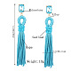Модные женские нейлоновые длинные кисточки с подвесками серьги-гвоздики EJEW-N0020-017A-6