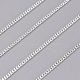 真鍮のカーブチェーン  ダイヤモンドカットカーブチェーン  ハンダ付け  スプールで  ニッケルフリー  銀  2x1.4x0.3mm  約82.02フィート（25m）/ロール CHC-S009-003S-NF-2
