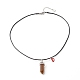 Natural Tiger Eye & Rose Quartz Double Terminated Pointed Pendants Necklaces Set for Couples Best Friends NJEW-JN03676-3