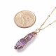 Double Pointed Natural Amethyst Pendant Necklace NJEW-JN03720-02-4