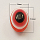 楕円形の悪魔の目樹脂ビーズ  レッドオレンジ  10x8x8mm  穴：1.5mm X-RESI-R040-5-1