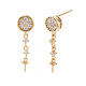 Flat Round Shape Brass Micro Pave Clear Cubic Zirconia Earring Findings KK-S356-437-NF-1