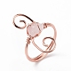 Scaglie di quarzo rosa naturale con anello a vortice RJEW-L082-02RG-10-2