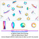 Dicosmetic 40 個 4 スタイル虹色フラットラウンドスタッドピアス長方形馬の目スタッドピアス中空ラウンドイヤリングポストループステンレス鋼の幾何学的な耳スタッドピアス作成用 DIY-UN0003-22-4